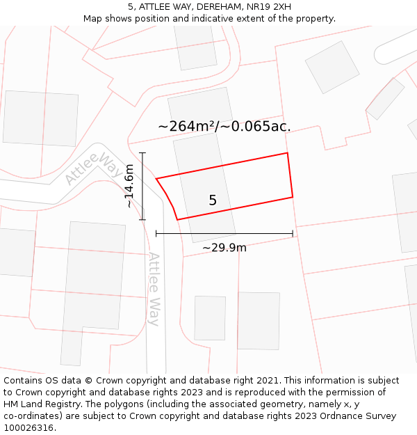 5, ATTLEE WAY, DEREHAM, NR19 2XH: Plot and title map