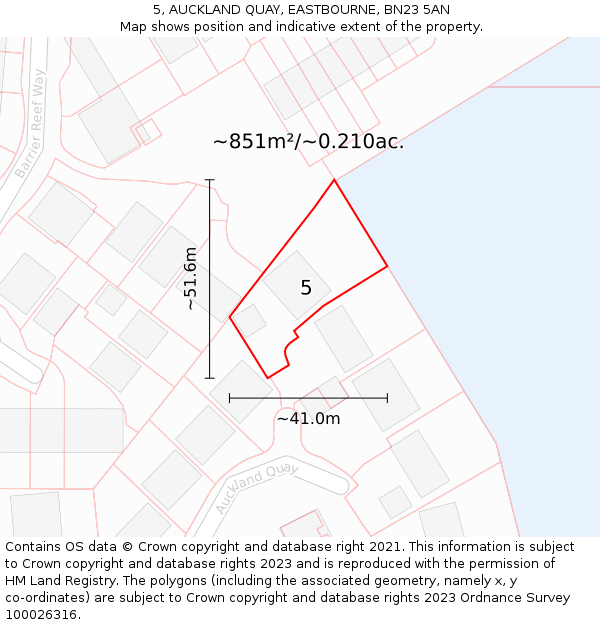 5, AUCKLAND QUAY, EASTBOURNE, BN23 5AN: Plot and title map