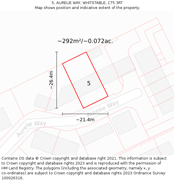 5, AURELIE WAY, WHITSTABLE, CT5 3RT: Plot and title map
