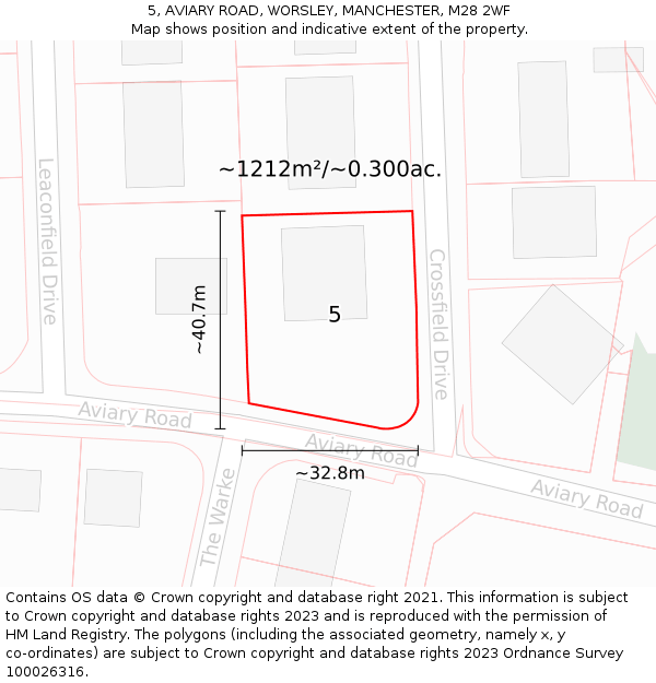5, AVIARY ROAD, WORSLEY, MANCHESTER, M28 2WF: Plot and title map