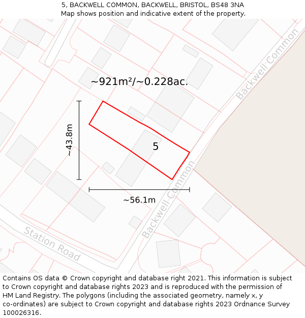 5, BACKWELL COMMON, BACKWELL, BRISTOL, BS48 3NA: Plot and title map