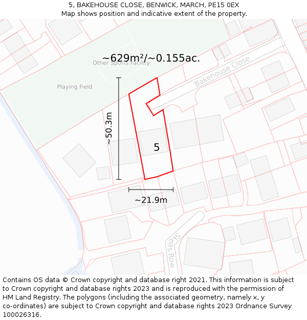 5, BAKEHOUSE CLOSE, BENWICK, MARCH, PE15 0EX: Plot and title map
