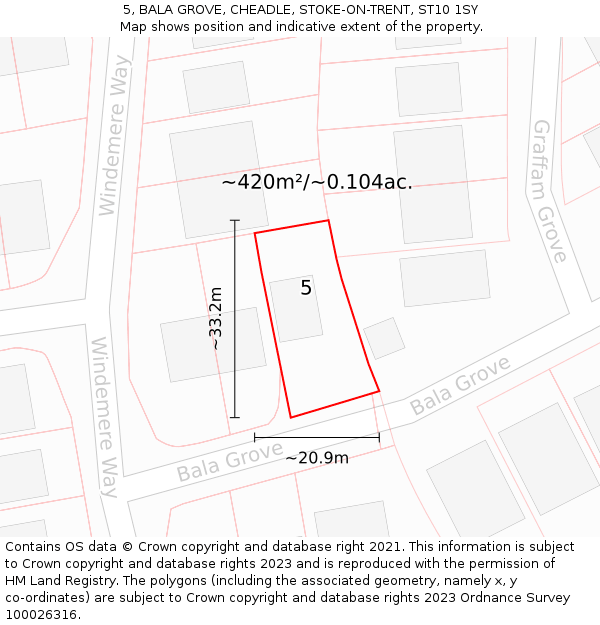 5, BALA GROVE, CHEADLE, STOKE-ON-TRENT, ST10 1SY: Plot and title map