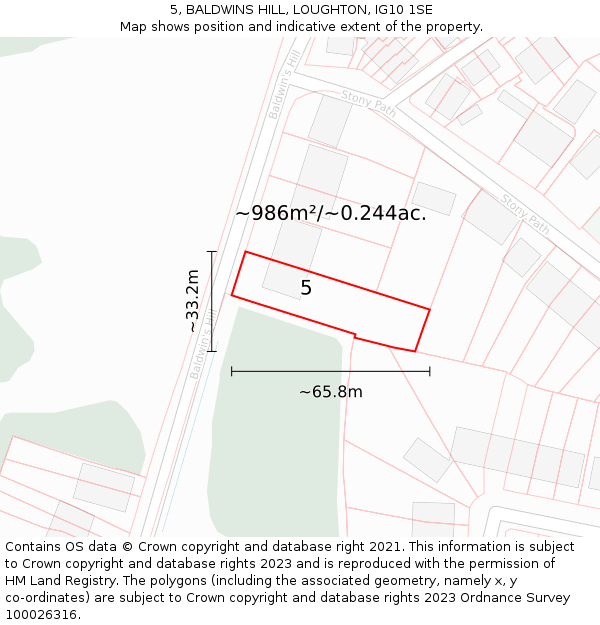 5, BALDWINS HILL, LOUGHTON, IG10 1SE: Plot and title map