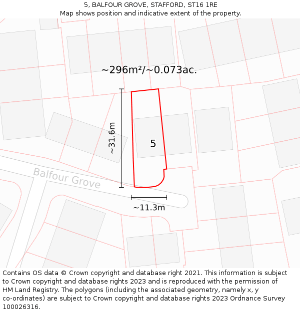 5, BALFOUR GROVE, STAFFORD, ST16 1RE: Plot and title map