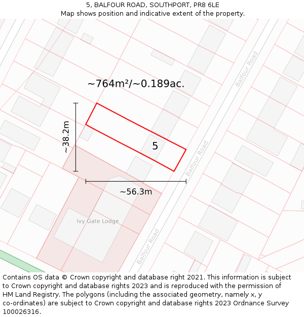 5, BALFOUR ROAD, SOUTHPORT, PR8 6LE: Plot and title map