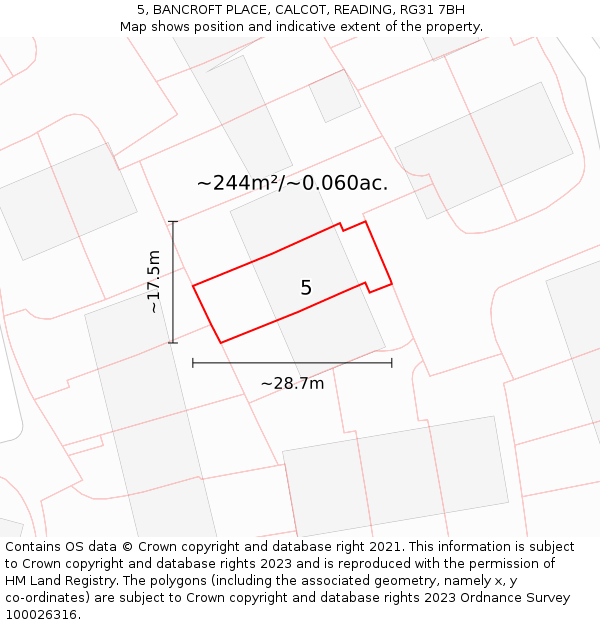 5, BANCROFT PLACE, CALCOT, READING, RG31 7BH: Plot and title map