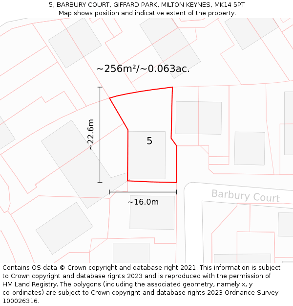 5, BARBURY COURT, GIFFARD PARK, MILTON KEYNES, MK14 5PT: Plot and title map