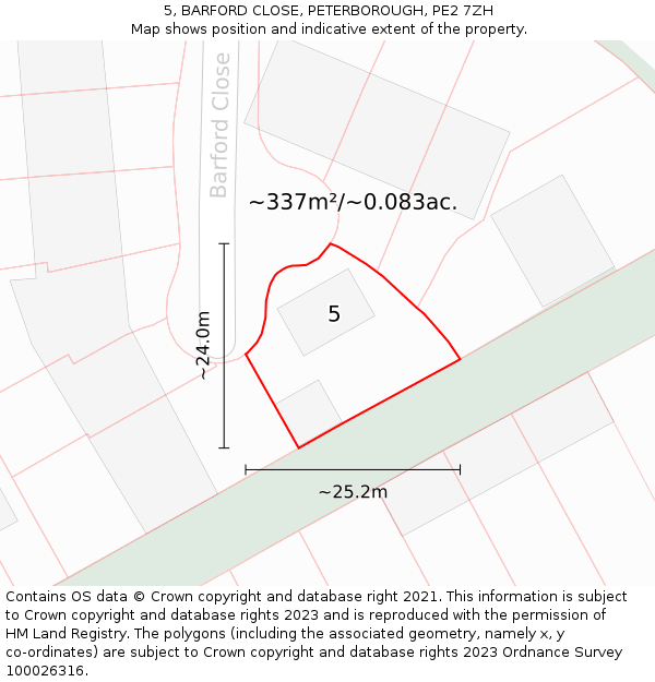 5, BARFORD CLOSE, PETERBOROUGH, PE2 7ZH: Plot and title map