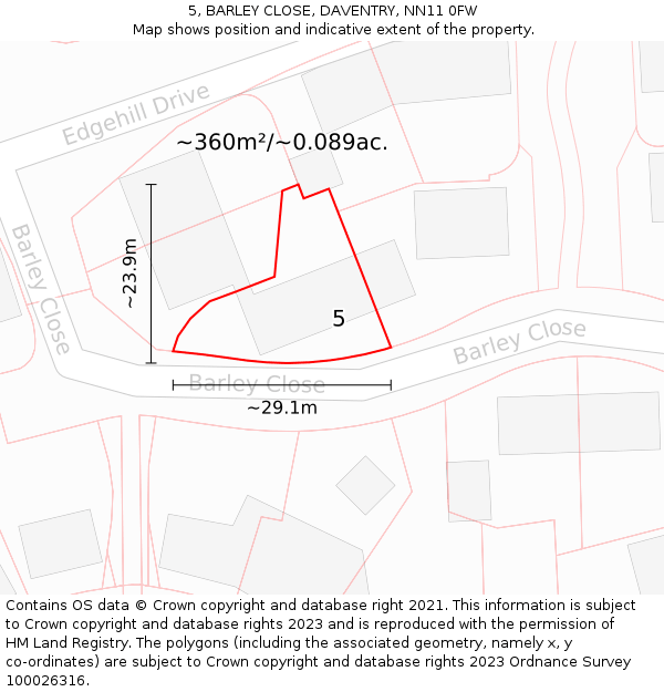 5, BARLEY CLOSE, DAVENTRY, NN11 0FW: Plot and title map