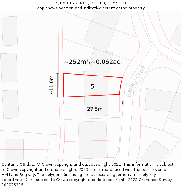 5, BARLEY CROFT, BELPER, DE56 1RR: Plot and title map