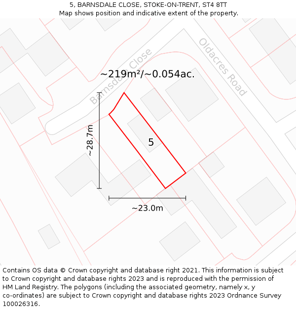 5, BARNSDALE CLOSE, STOKE-ON-TRENT, ST4 8TT: Plot and title map