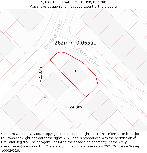 5, BARTLEET ROAD, SMETHWICK, B67 7RD: Plot and title map