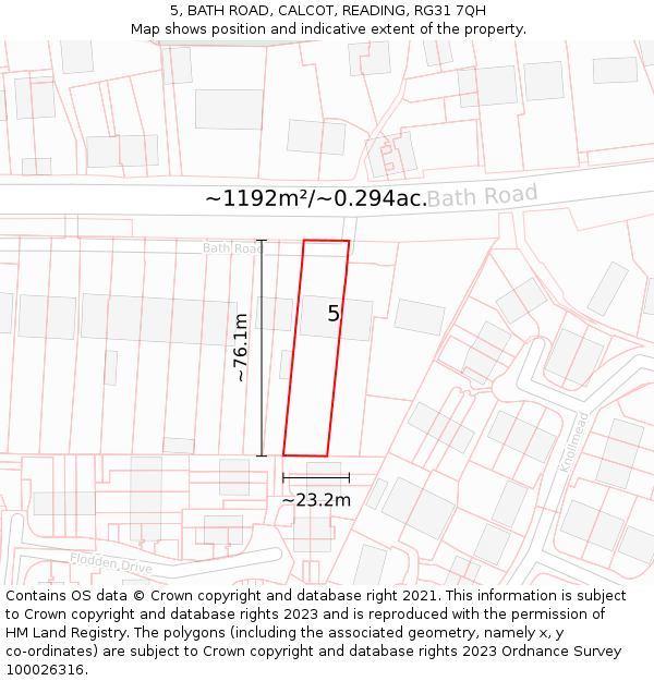 5, BATH ROAD, CALCOT, READING, RG31 7QH: Plot and title map