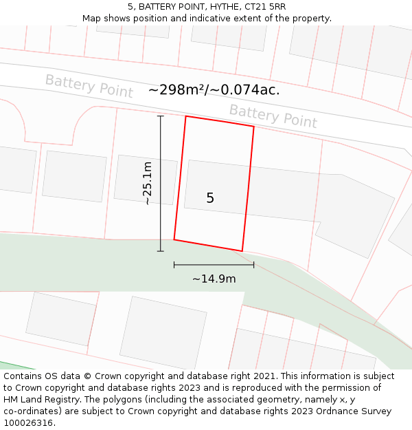 5, BATTERY POINT, HYTHE, CT21 5RR: Plot and title map