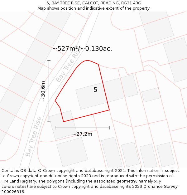 5, BAY TREE RISE, CALCOT, READING, RG31 4RG: Plot and title map
