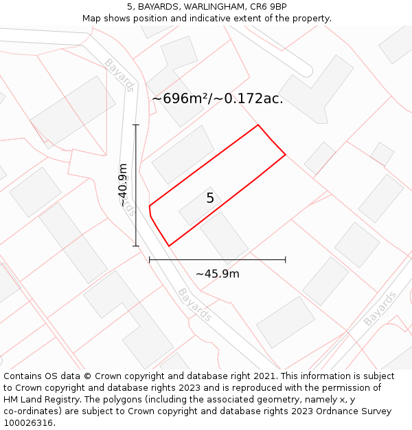 5, BAYARDS, WARLINGHAM, CR6 9BP: Plot and title map