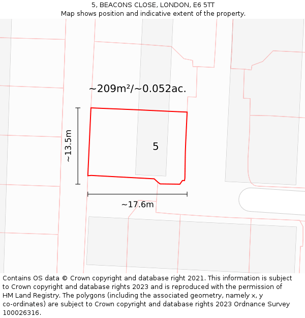 5, BEACONS CLOSE, LONDON, E6 5TT: Plot and title map