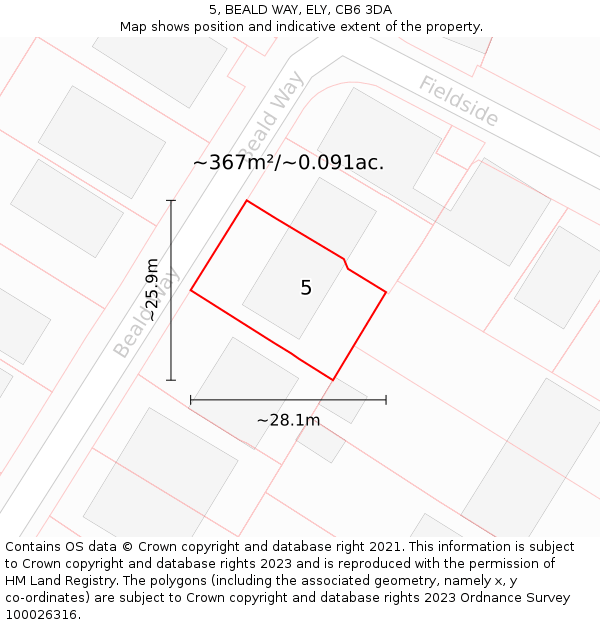 5, BEALD WAY, ELY, CB6 3DA: Plot and title map