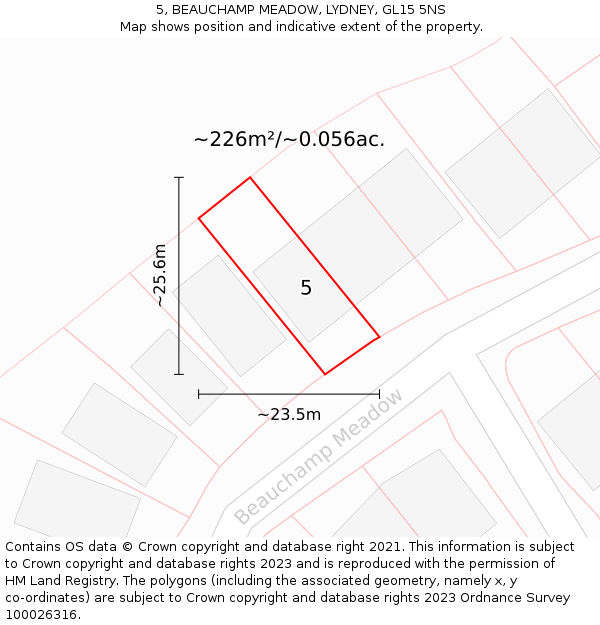 5, BEAUCHAMP MEADOW, LYDNEY, GL15 5NS: Plot and title map
