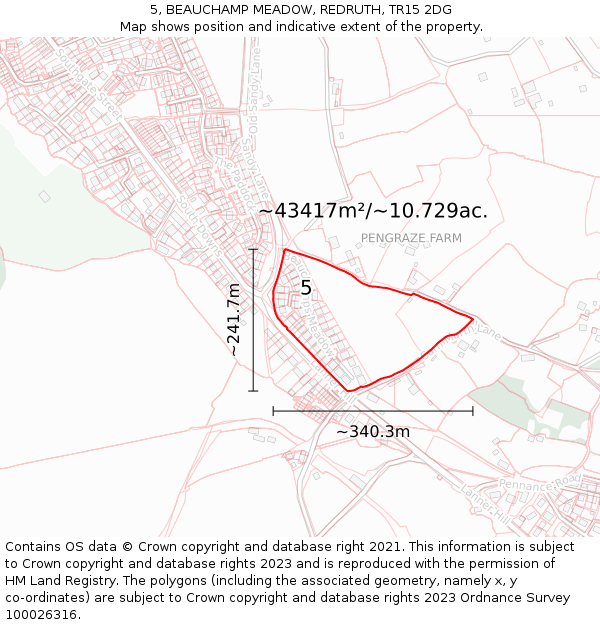 5, BEAUCHAMP MEADOW, REDRUTH, TR15 2DG: Plot and title map