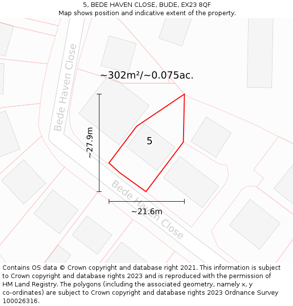 5, BEDE HAVEN CLOSE, BUDE, EX23 8QF: Plot and title map