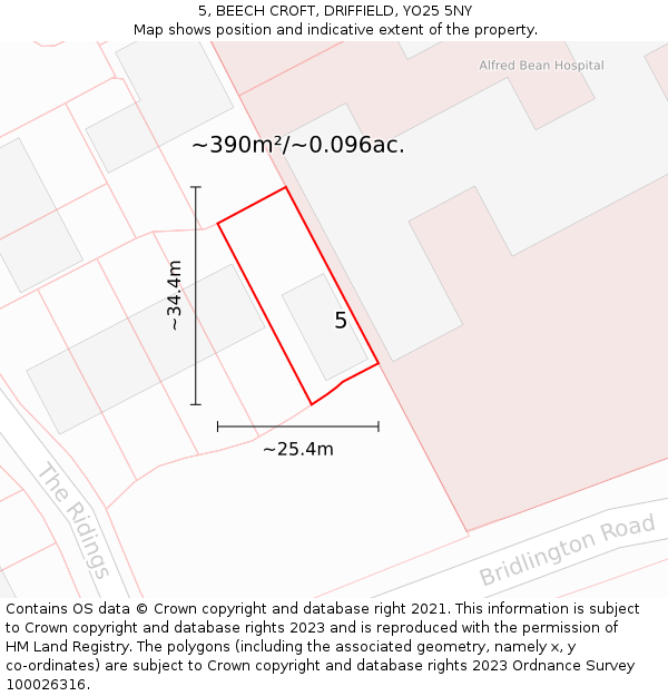 5, BEECH CROFT, DRIFFIELD, YO25 5NY: Plot and title map