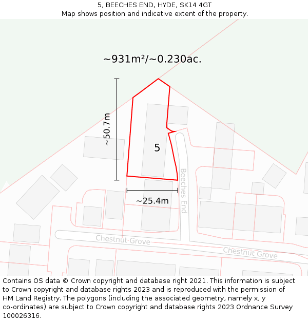 5, BEECHES END, HYDE, SK14 4GT: Plot and title map