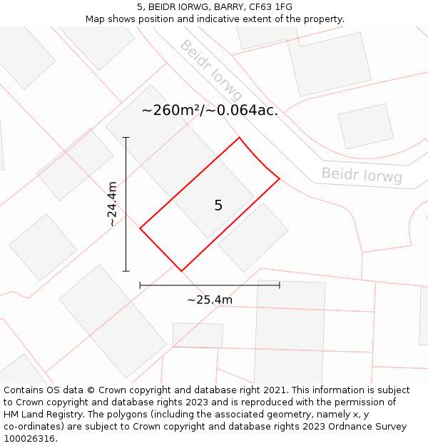 5, BEIDR IORWG, BARRY, CF63 1FG: Plot and title map