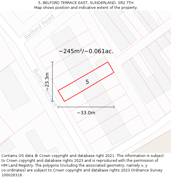 5, BELFORD TERRACE EAST, SUNDERLAND, SR2 7TH: Plot and title map