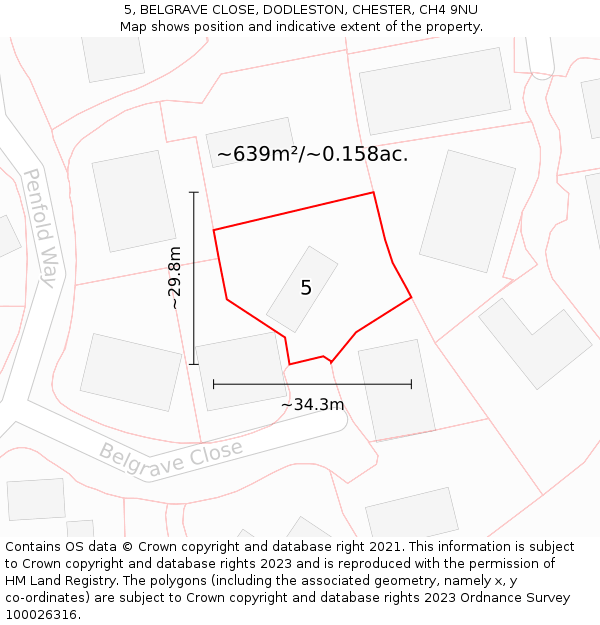 5, BELGRAVE CLOSE, DODLESTON, CHESTER, CH4 9NU: Plot and title map