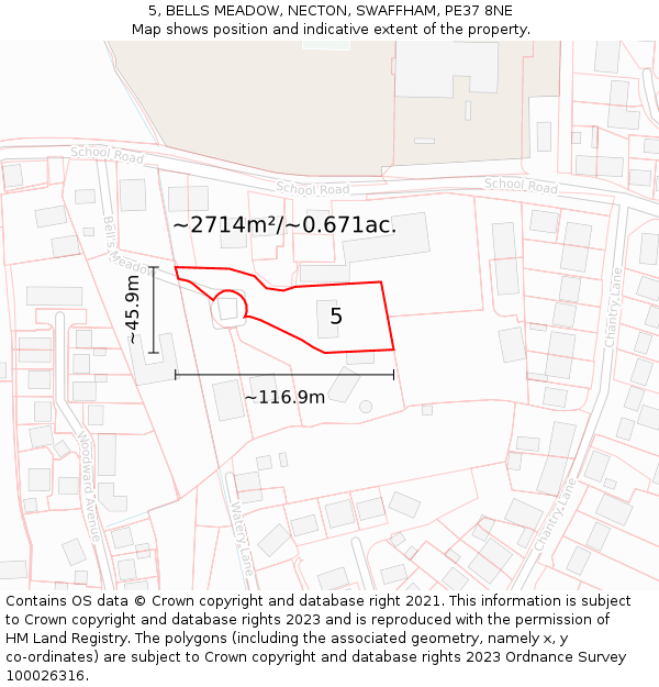 5, BELLS MEADOW, NECTON, SWAFFHAM, PE37 8NE: Plot and title map