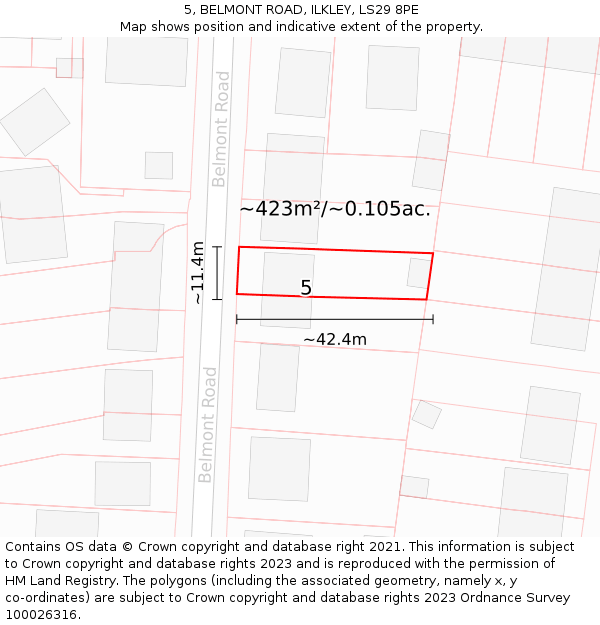 5, BELMONT ROAD, ILKLEY, LS29 8PE: Plot and title map