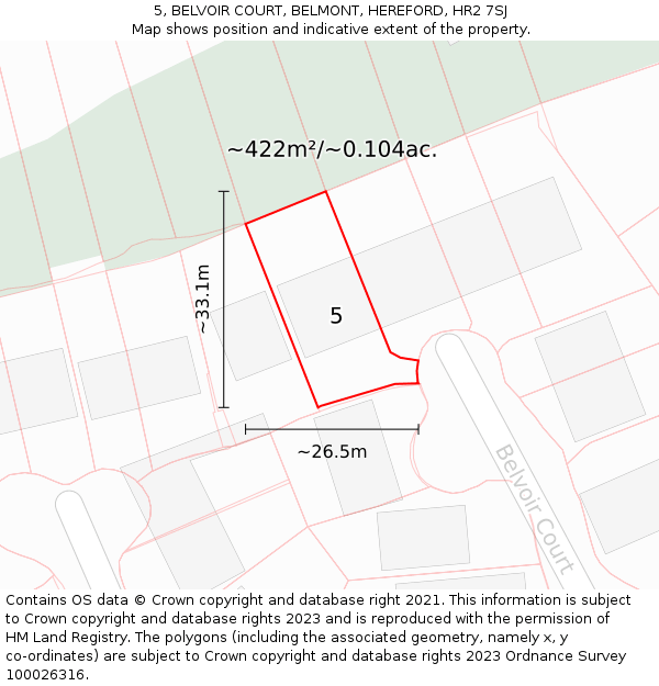 5, BELVOIR COURT, BELMONT, HEREFORD, HR2 7SJ: Plot and title map