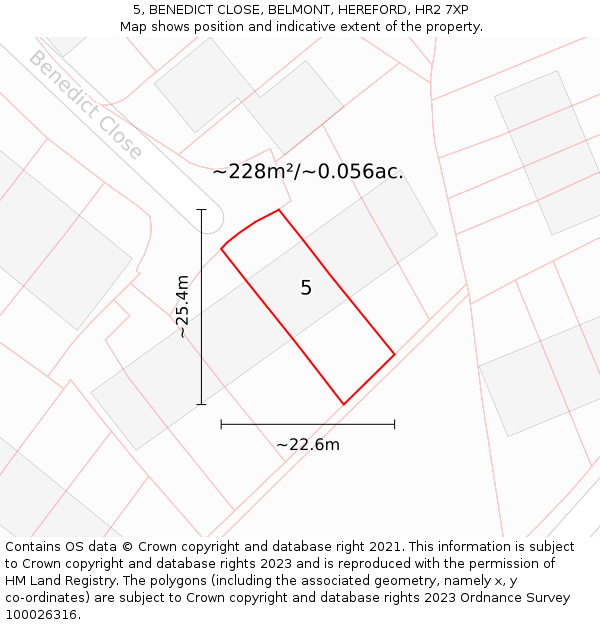 5, BENEDICT CLOSE, BELMONT, HEREFORD, HR2 7XP: Plot and title map