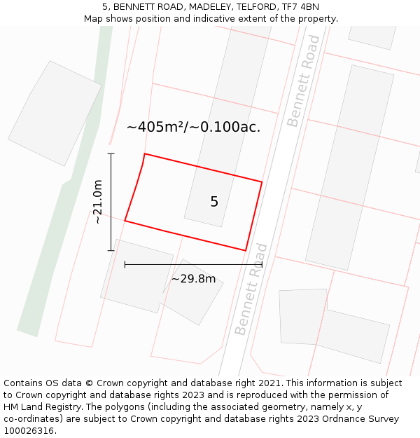 5, BENNETT ROAD, MADELEY, TELFORD, TF7 4BN: Plot and title map