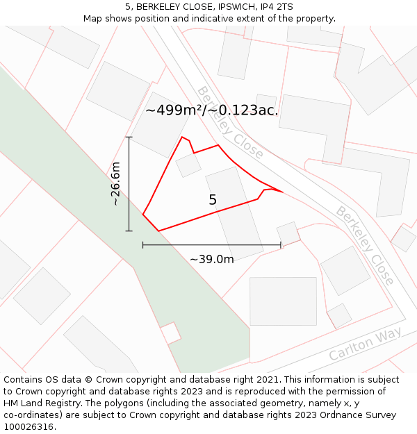 5, BERKELEY CLOSE, IPSWICH, IP4 2TS: Plot and title map