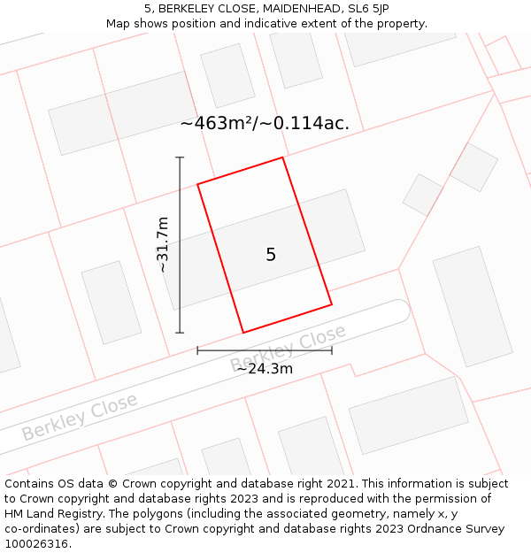 5, BERKELEY CLOSE, MAIDENHEAD, SL6 5JP: Plot and title map