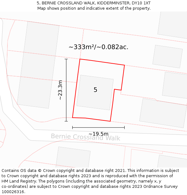 5, BERNIE CROSSLAND WALK, KIDDERMINSTER, DY10 1XT: Plot and title map