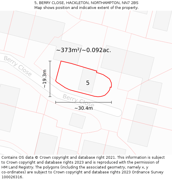 5, BERRY CLOSE, HACKLETON, NORTHAMPTON, NN7 2BS: Plot and title map