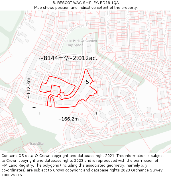 5, BESCOT WAY, SHIPLEY, BD18 1QA: Plot and title map