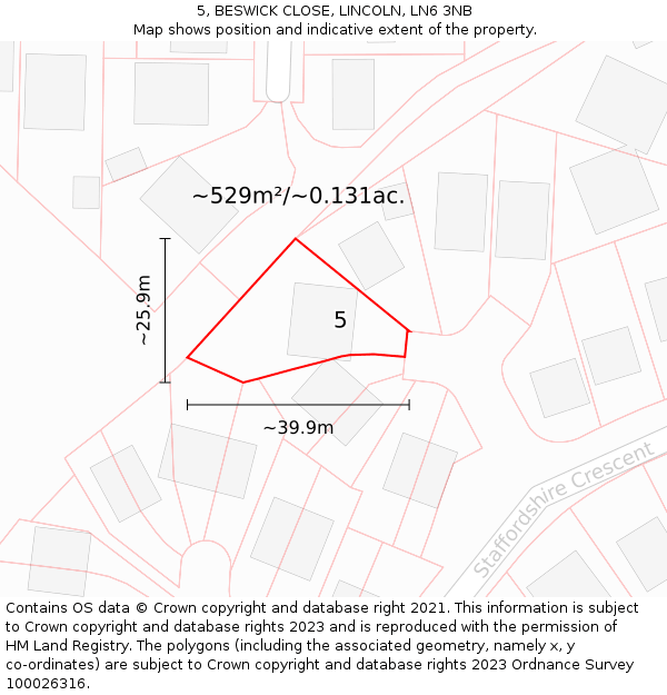5, BESWICK CLOSE, LINCOLN, LN6 3NB: Plot and title map