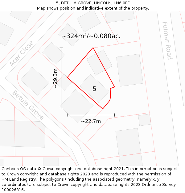 5, BETULA GROVE, LINCOLN, LN6 0RF: Plot and title map