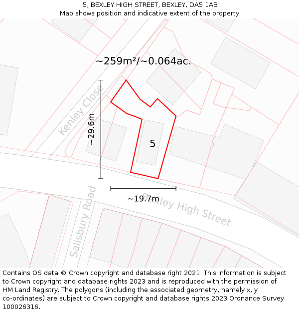 5, BEXLEY HIGH STREET, BEXLEY, DA5 1AB: Plot and title map