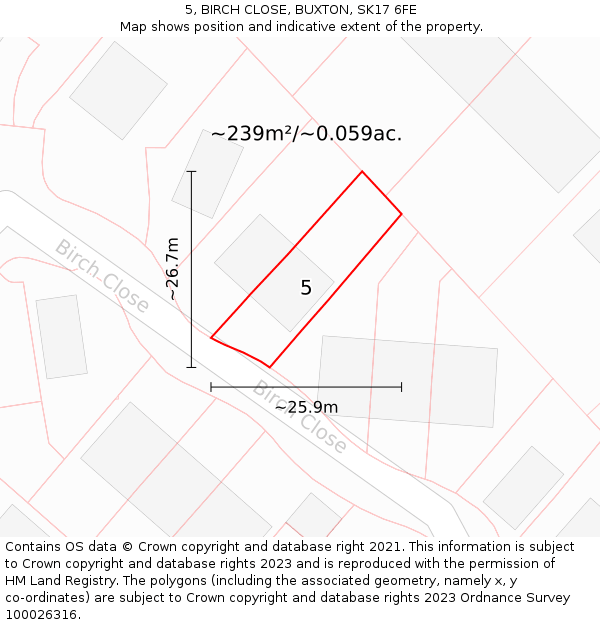 5, BIRCH CLOSE, BUXTON, SK17 6FE: Plot and title map