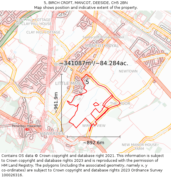5, BIRCH CROFT, MANCOT, DEESIDE, CH5 2BN: Plot and title map