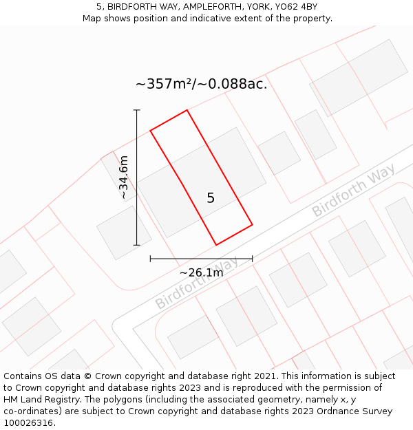 5, BIRDFORTH WAY, AMPLEFORTH, YORK, YO62 4BY: Plot and title map