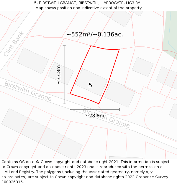 5, BIRSTWITH GRANGE, BIRSTWITH, HARROGATE, HG3 3AH: Plot and title map