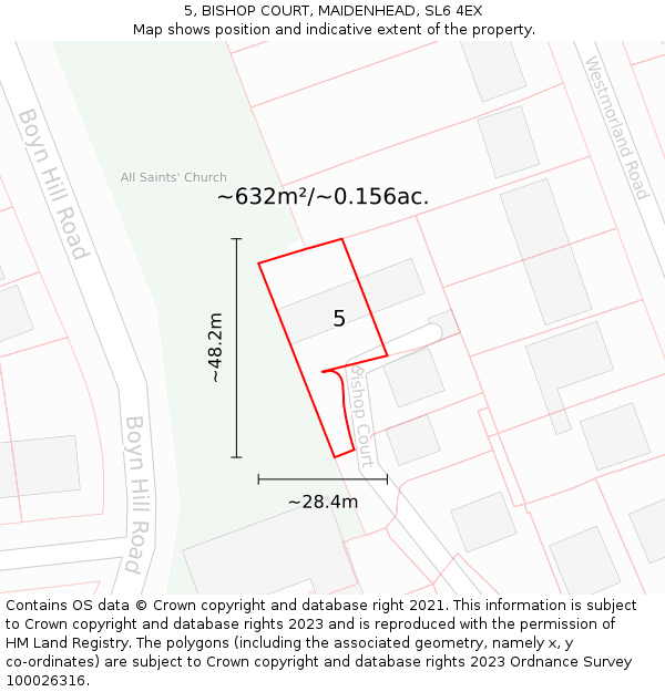 5, BISHOP COURT, MAIDENHEAD, SL6 4EX: Plot and title map