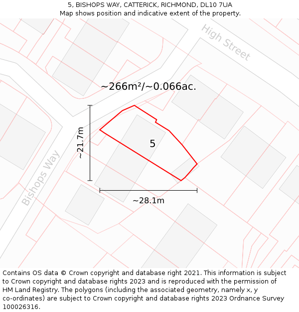 5, BISHOPS WAY, CATTERICK, RICHMOND, DL10 7UA: Plot and title map